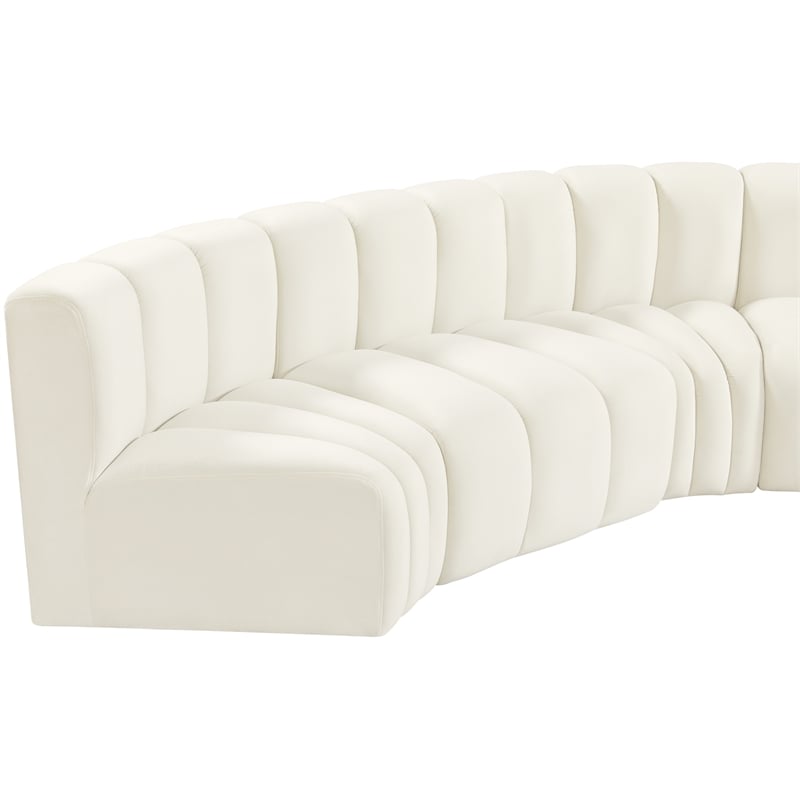Bowery Hill Contemporary Soft Cream Velvet Modular Sectional