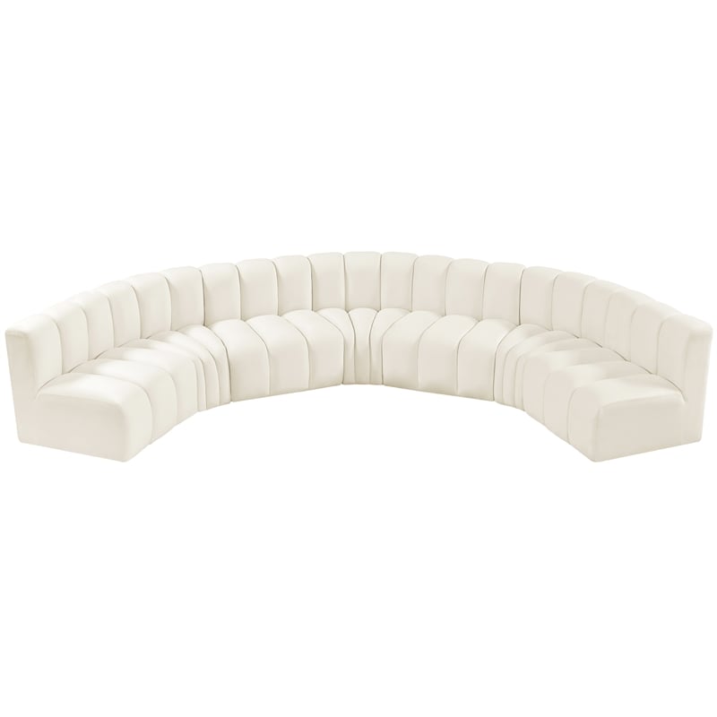 Bowery Hill Contemporary Soft Cream Velvet Modular Sectional