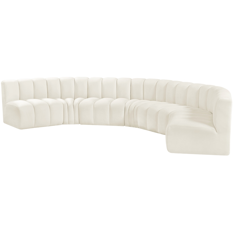 Bowery Hill Contemporary Soft Cream Velvet Modular Sectional