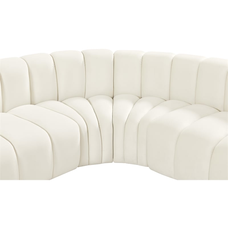 Bowery Hill Contemporary Soft Cream Velvet Modular Sectional