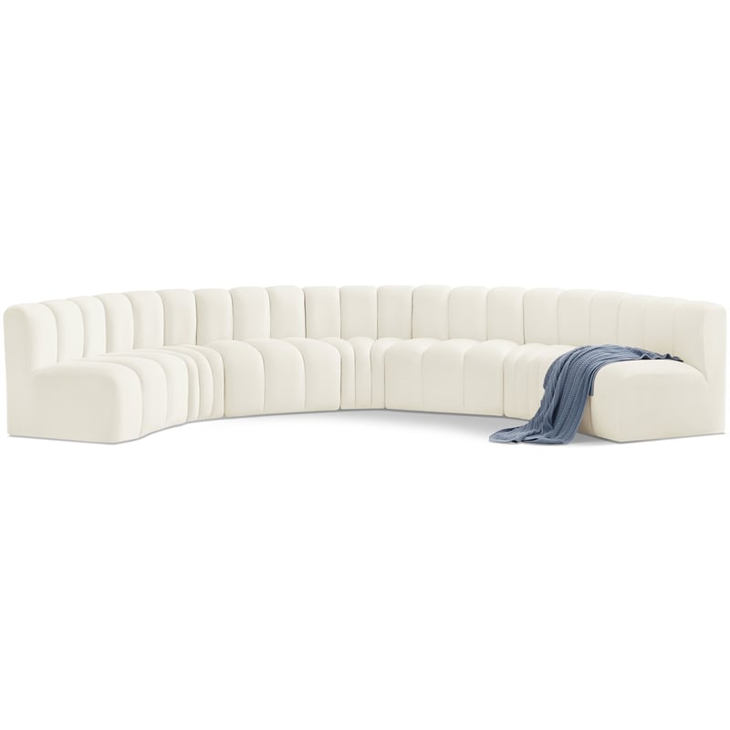 Bowery Hill Contemporary Soft Cream Velvet Modular Sectional