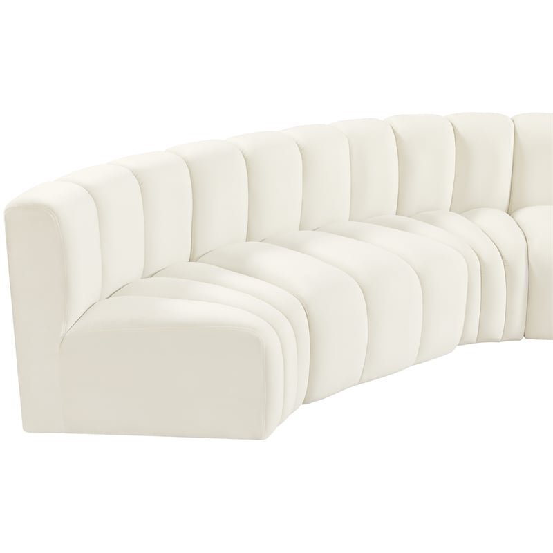 Bowery Hill Contemporary Soft Cream Velvet Modular Sectional
