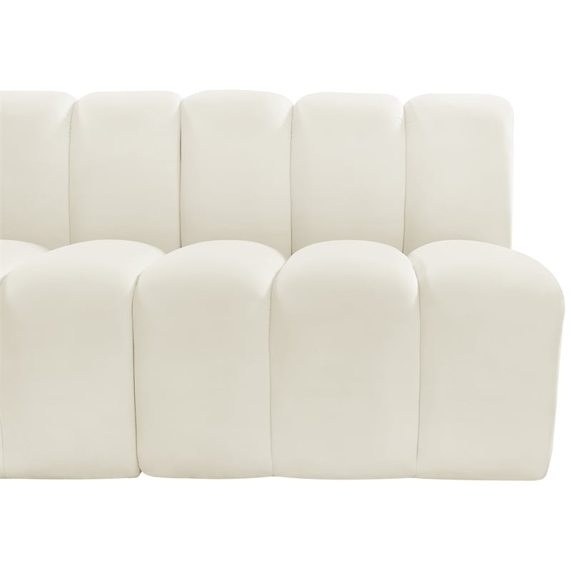 Bowery Hill Contemporary Soft Cream Velvet Modular Sectional