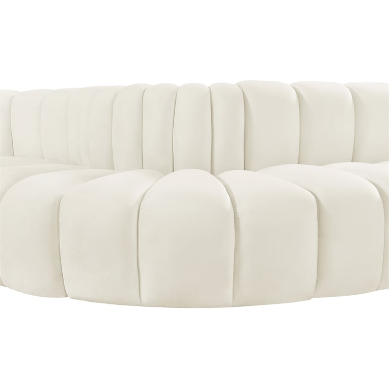 Bowery Hill Contemporary Soft Cream Velvet Modular Sectional