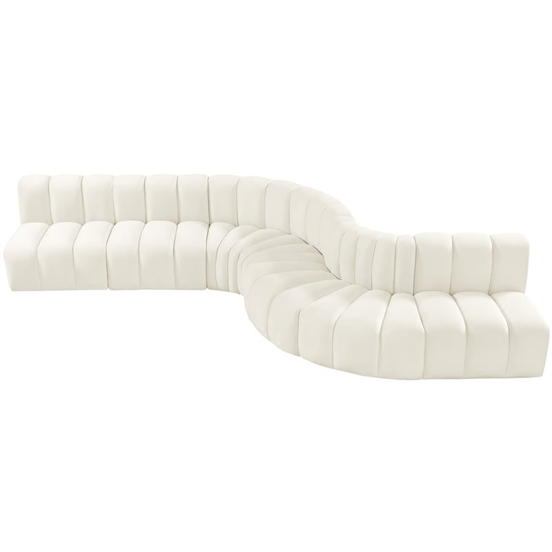 Bowery Hill Contemporary Soft Cream Velvet Modular Sectional