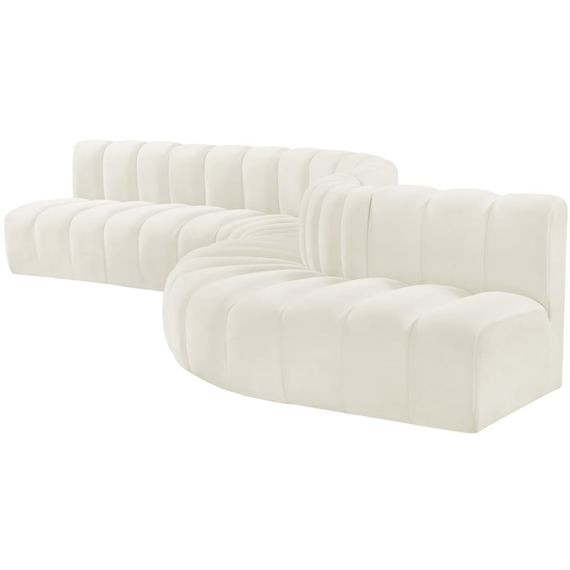 Bowery Hill Contemporary Soft Cream Velvet Modular Sectional