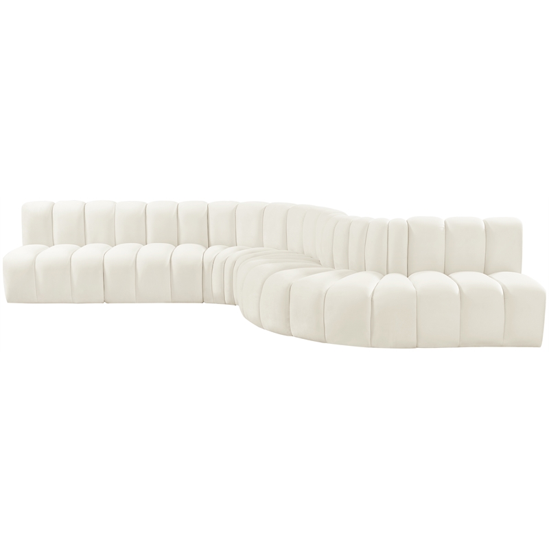 Bowery Hill Contemporary Soft Cream Velvet Modular Sectional