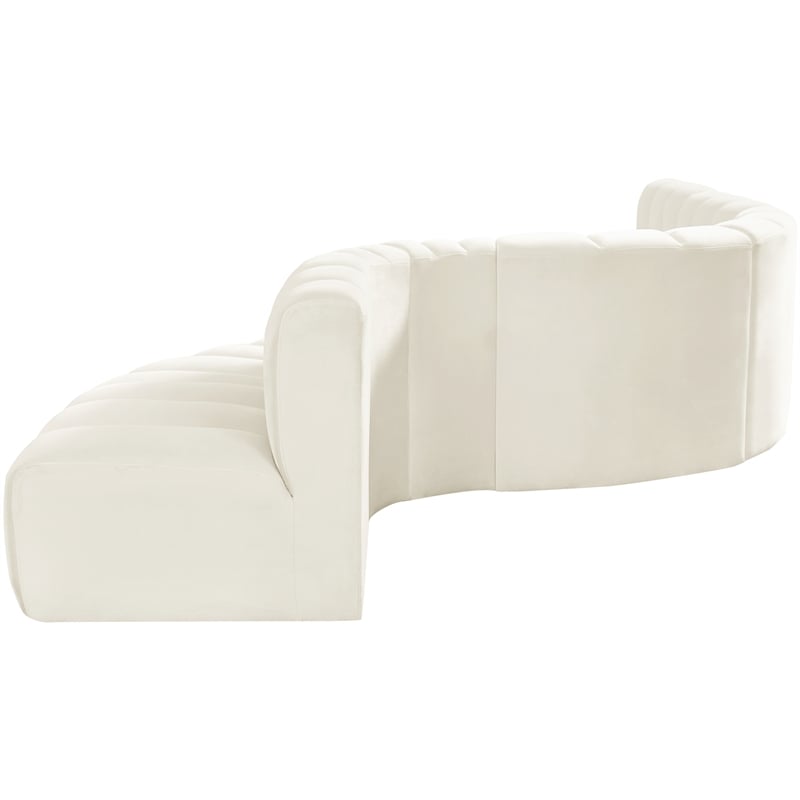 Bowery Hill Contemporary Soft Cream Velvet Modular Sectional