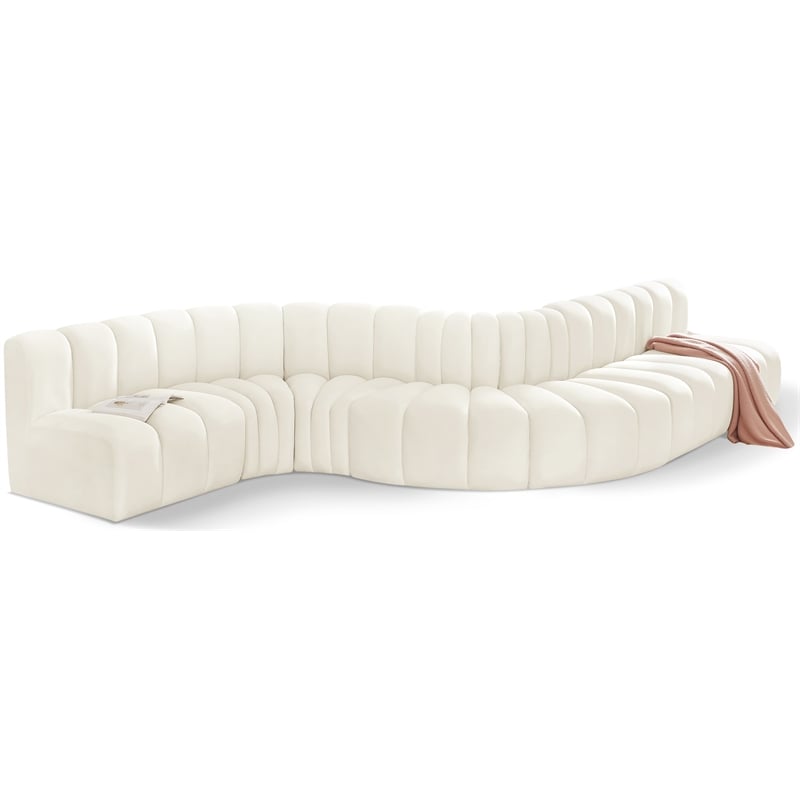 Bowery Hill Contemporary Soft Cream Velvet Modular Sectional