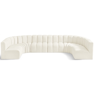 Bowery Hill Contemporary Soft Cream Velvet Modular Sectional