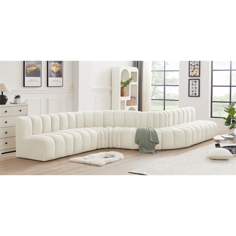 Bowery Hill Contemporary Soft Cream Velvet Modular Sectional