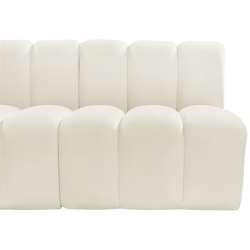 Bowery Hill Contemporary Soft Cream Velvet Modular Sectional