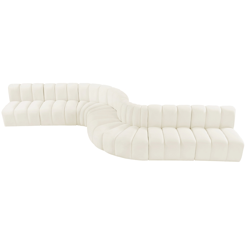 Bowery Hill Contemporary Soft Cream Velvet Modular Sectional
