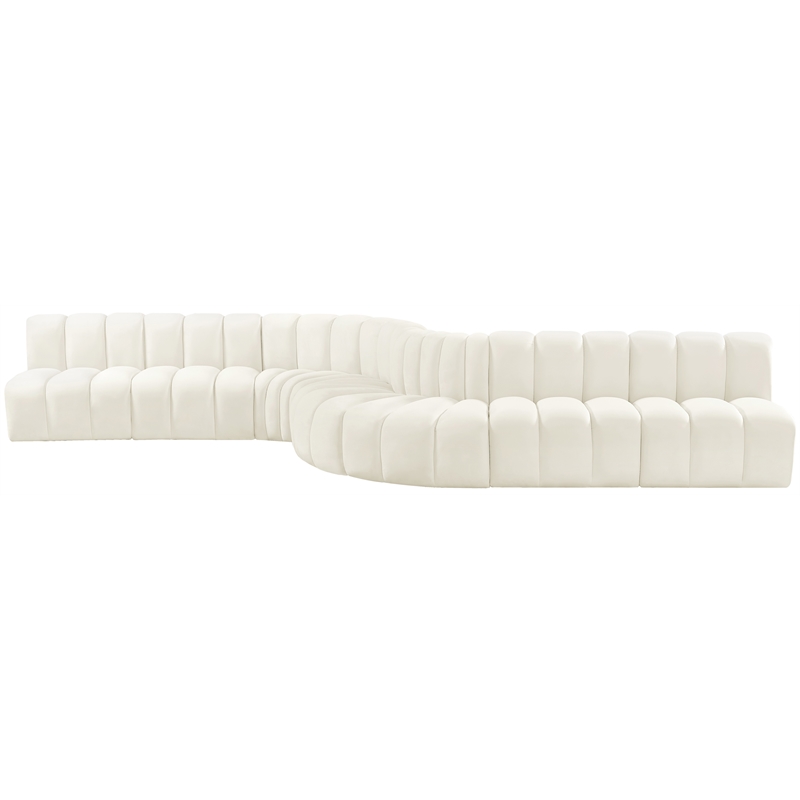 Bowery Hill Contemporary Soft Cream Velvet Modular Sectional