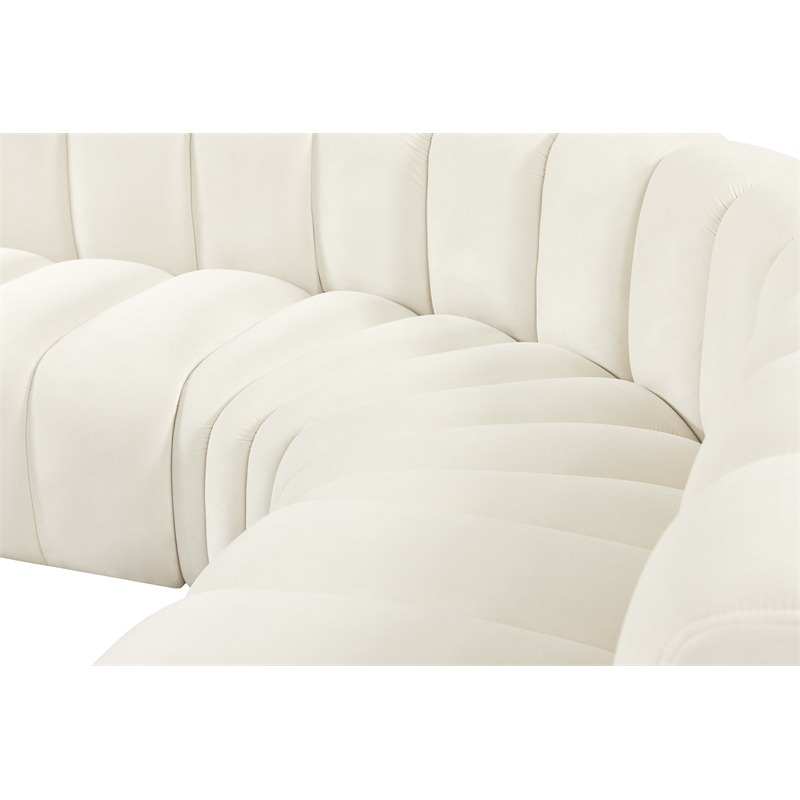 Bowery Hill Contemporary Soft Cream Velvet Modular Sectional