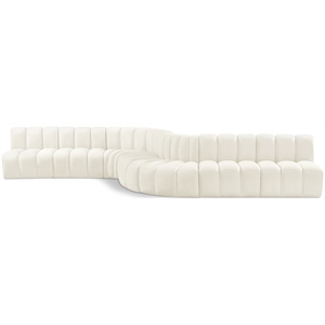 Bowery Hill Contemporary Soft Cream Velvet Modular Sectional