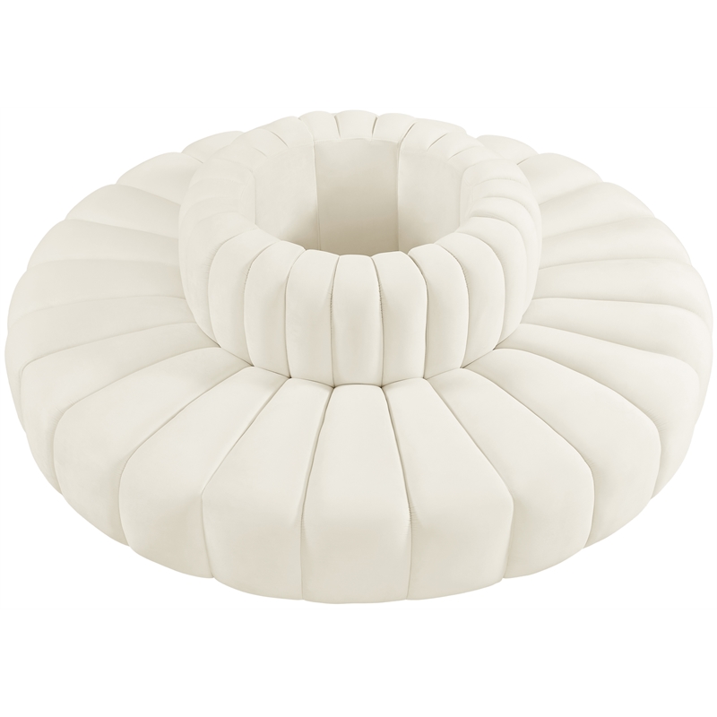 Bowery Hill Contemporary Soft Cream Velvet Modular Sectional