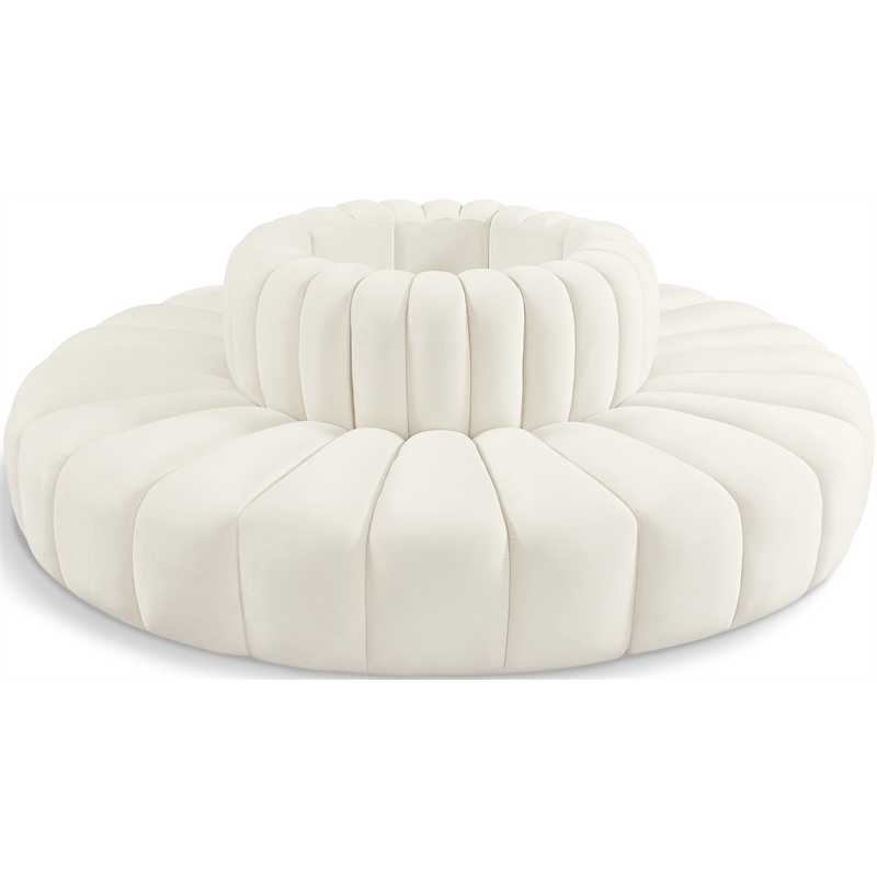 Bowery Hill Contemporary Soft Cream Velvet Modular Sectional