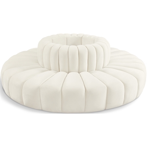 Bowery Hill Contemporary Soft Cream Velvet Modular Sectional