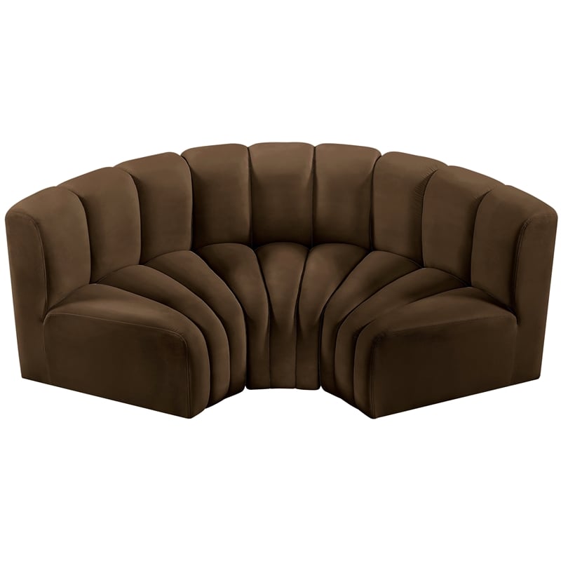 Bowery Hill Contemporary Soft Brown Velvet Modular Sectional