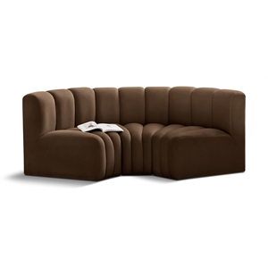 Bowery Hill Contemporary Soft Brown Velvet Modular Sectional