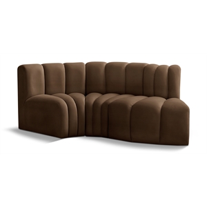 Bowery Hill Contemporary Soft Brown Velvet Modular Sectional