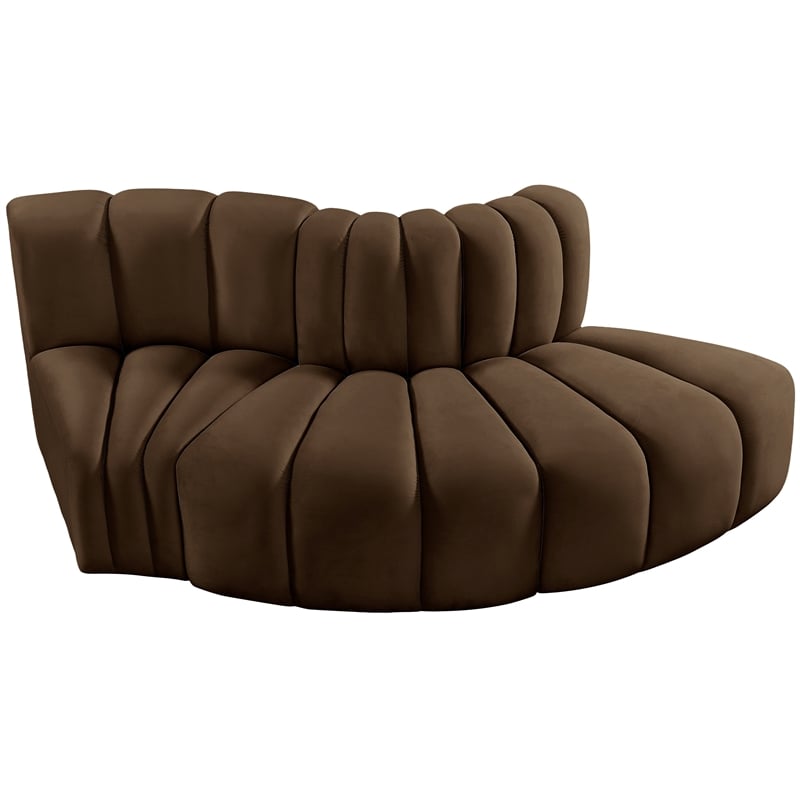 Bowery Hill Contemporary Soft Brown Velvet Modular Sectional