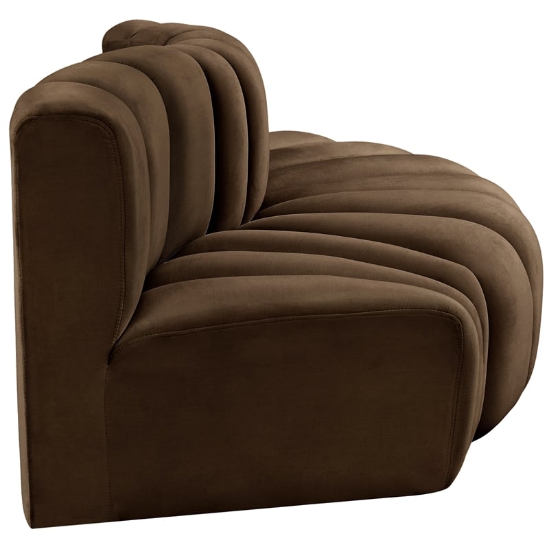 Bowery Hill Contemporary Soft Brown Velvet Modular Sectional