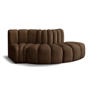 Bowery Hill Contemporary Soft Brown Velvet Modular Sectional