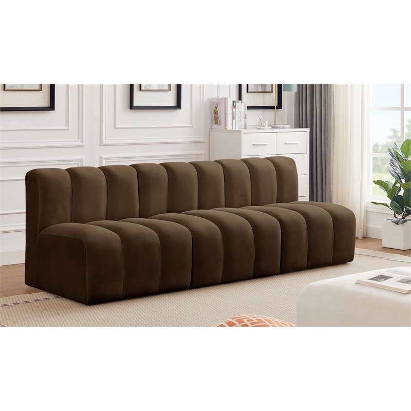 Bowery Hill Contemporary Soft Brown Velvet Modular Sectional