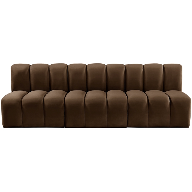 Bowery Hill Contemporary Soft Brown Velvet Modular Sectional
