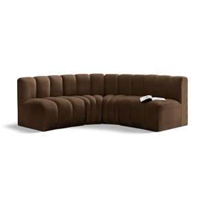Bowery Hill Contemporary Soft Brown Velvet Modular Sectional