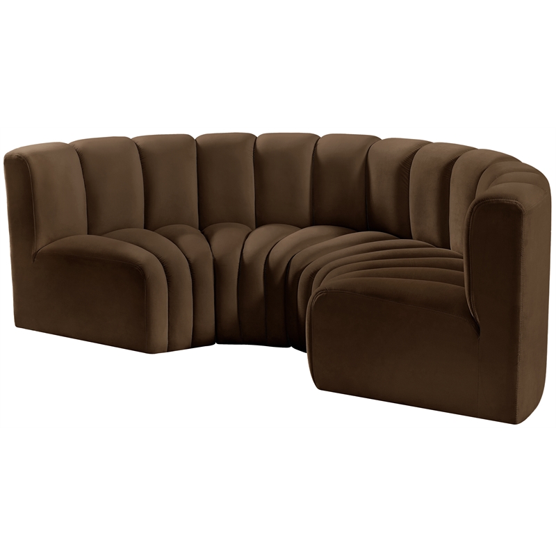 Bowery Hill Contemporary Soft Brown Velvet Modular Sectional