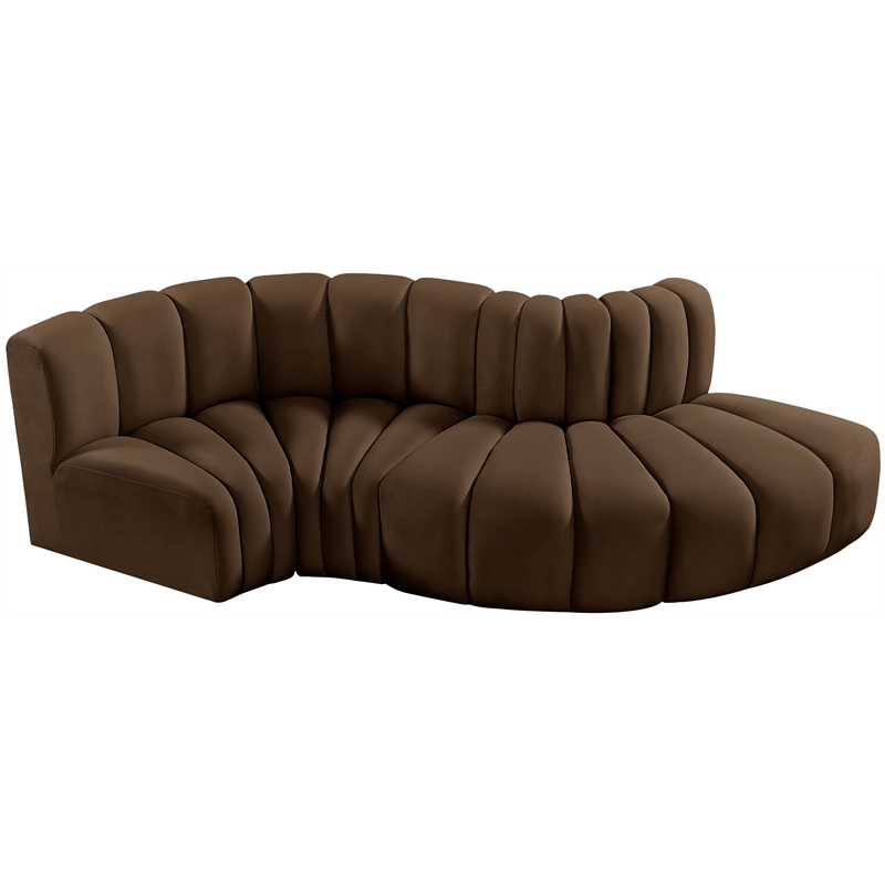 Bowery Hill Contemporary Soft Brown Velvet Modular Sectional