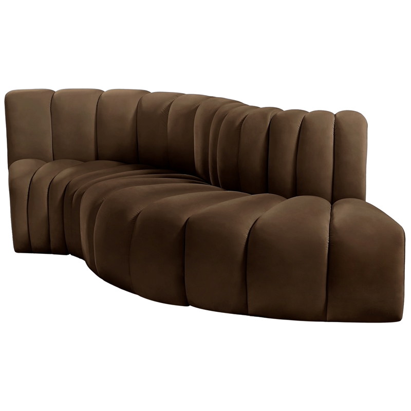 Bowery Hill Contemporary Soft Brown Velvet Modular Sectional
