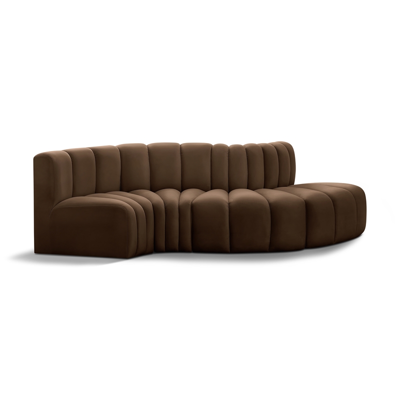 Bowery Hill Contemporary Soft Brown Velvet Modular Sectional