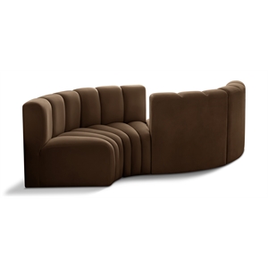 Bowery Hill Contemporary Soft Brown Velvet Modular Sectional