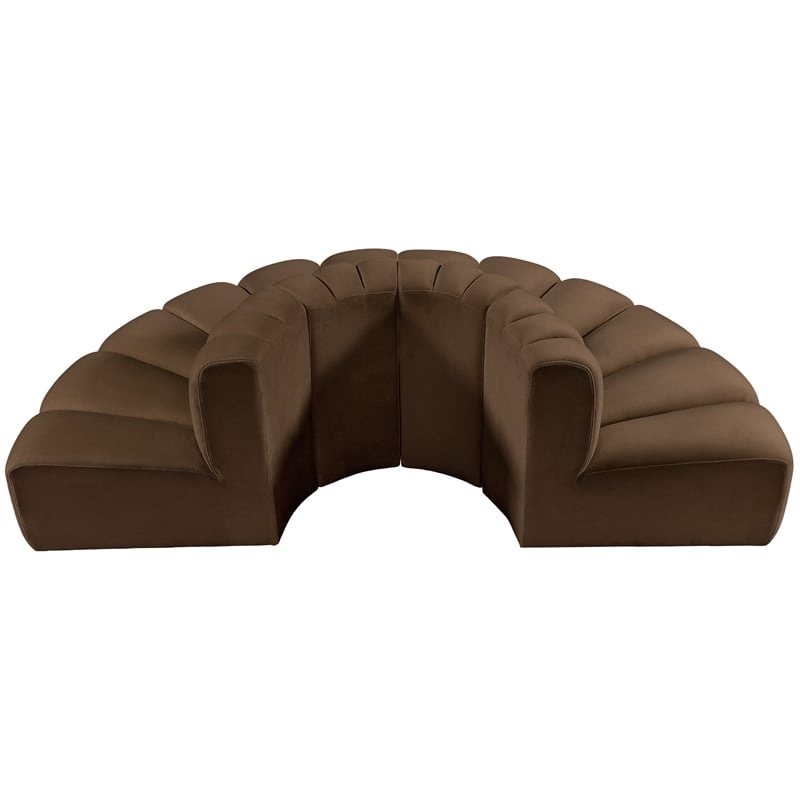 Bowery Hill Contemporary Soft Brown Velvet Modular Sectional