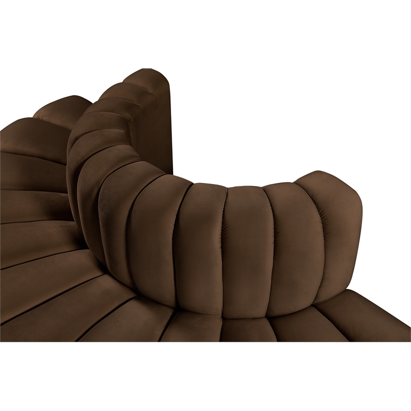 Bowery Hill Contemporary Soft Brown Velvet Modular Sectional