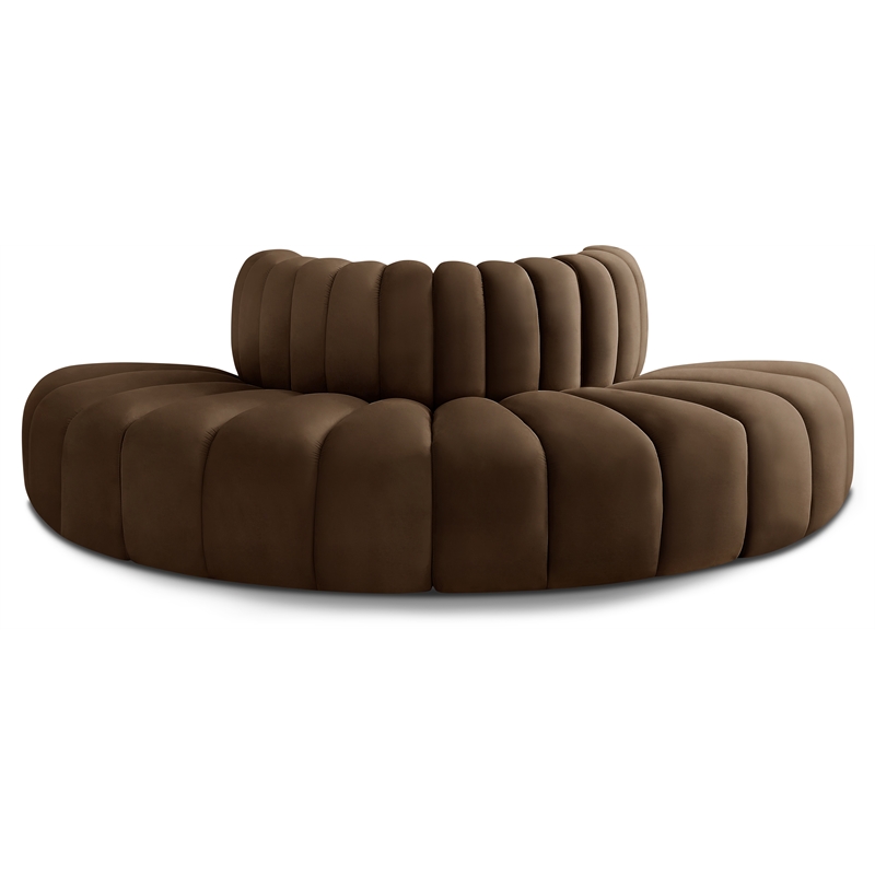 Bowery Hill Contemporary Soft Brown Velvet Modular Sectional