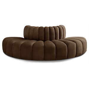 Bowery Hill Contemporary Soft Brown Velvet Modular Sectional