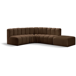 Bowery Hill Contemporary Soft Brown Velvet Modular Sectional