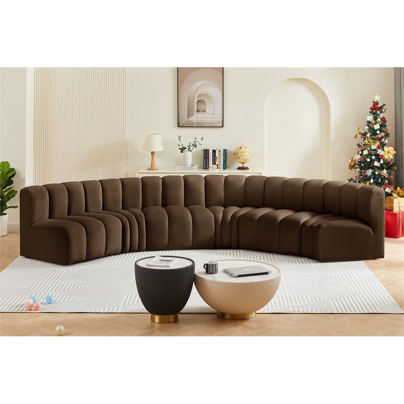 Bowery Hill Contemporary Soft Brown Velvet Modular Sectional