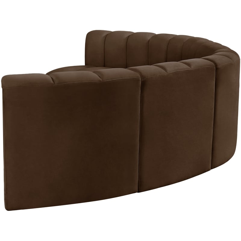 Bowery Hill Contemporary Soft Brown Velvet Modular Sectional