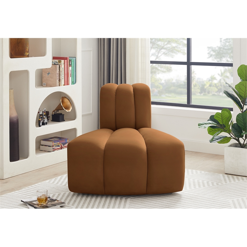 Bowery Hill Contemporary Deep Channel Tufted Soft Saddle Velvet Reverse Corner