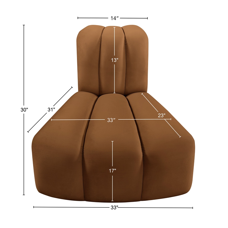 Bowery Hill Contemporary Deep Channel Tufted Soft Saddle Velvet Reverse Corner