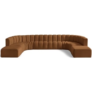 Bowery Hill Contemporary Soft Saddle Velvet Modular Sectional