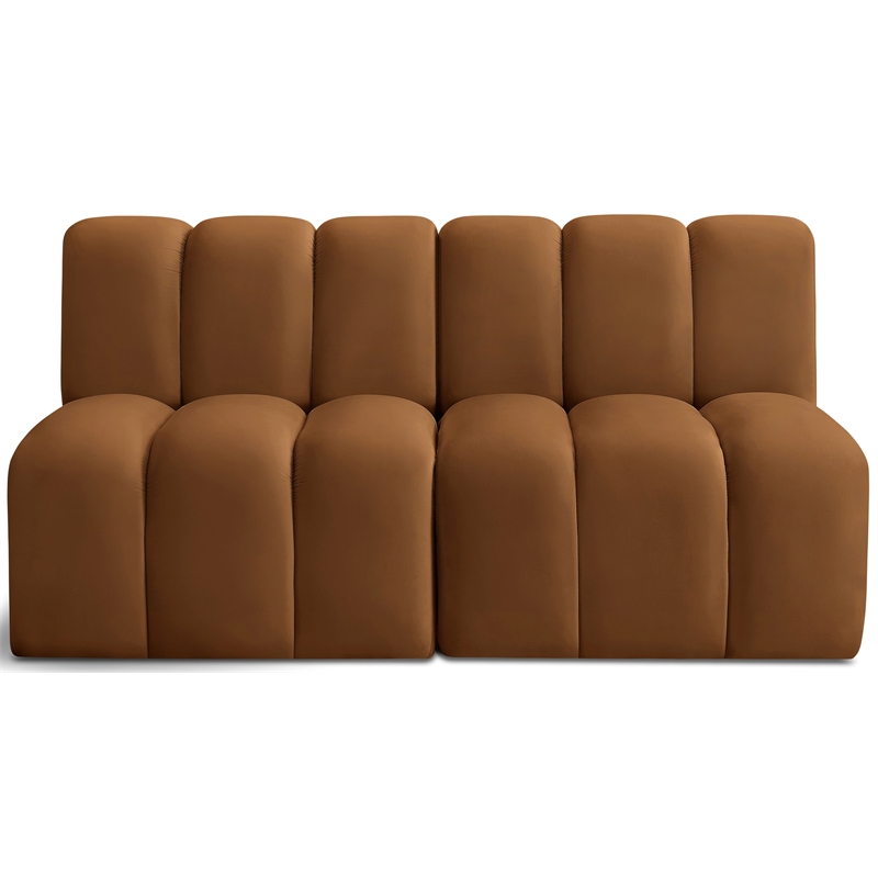 Bowery Hill Contemporary Soft Saddle Velvet Modular Sectional
