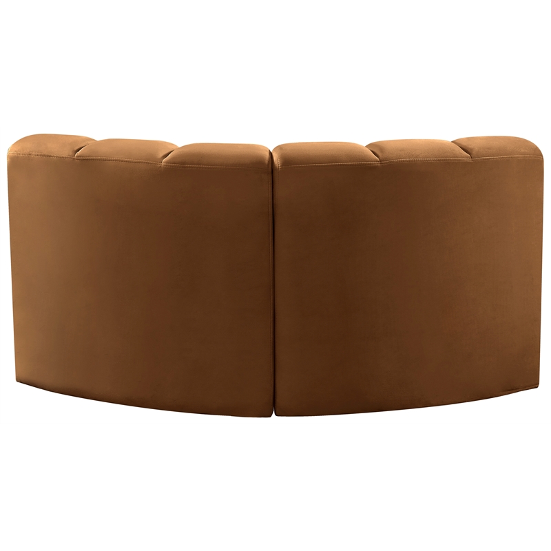 Bowery Hill Contemporary Soft Saddle Velvet Modular Sectional