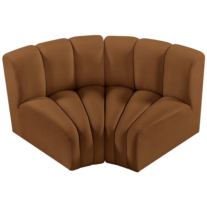 Bowery Hill Contemporary Soft Saddle Velvet Modular Sectional